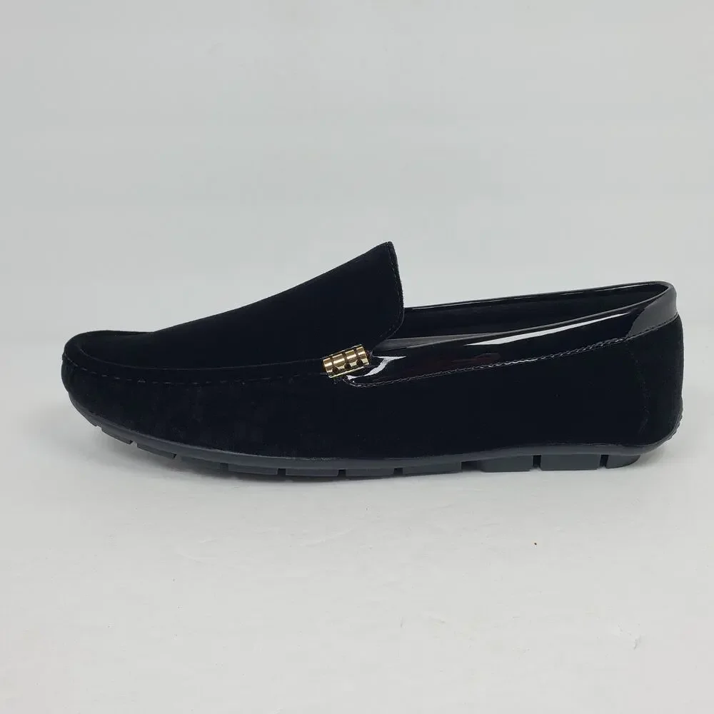Amali Jace Mens Size 10 Black Velvet SlipOn Driving Moccasin Loafer Shoes